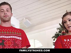 Riley Mae gets her tight pussy pounded by her stepbrother Dylan Snow on Christmas