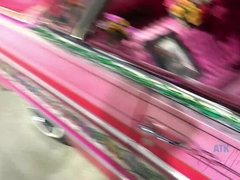 素人, デカ尻, ブロンド, フェラチオ, 小柄, 公共, 剃毛, オッパイの