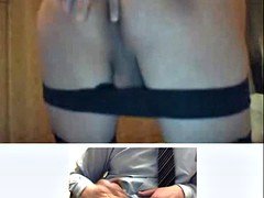 Queue, Lingerie, Masturbation, Jarretelles, Suçant, Voyeur