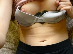 Masturbación, Pequeña, Coño, Medias largas, Apretado, Tetas, Juguetes