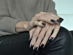 Beauté, Noir ébène, Européenne, Doigter, Cuir, Masturbation, Mère que j'aimerais baiser, Solo