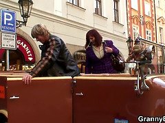 70 years old bitch rides stranger's cock