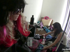 busty brunette Jayden washes her ideal bod in the shower