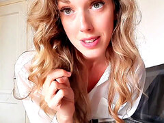 Blond, Gebondenheid, Vies praten, Dominante vrouw, Fetisj, Geld, Secretaresse, Onder de rok