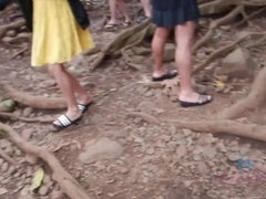 Brunette brune, Petite amie, Orgasme, De plein air, Public, Chatte, Rasée, Nénés