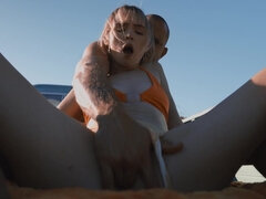 ブロンド, ハードコア, アウトドア, パンティ, オマンコ, 馬乗り