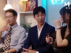Asian Wife Swap Foursome: Korean Couple & Chinese Model with Big Tits Doggystyle