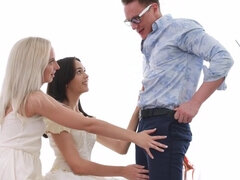 69, 結婚, 茶髪の, チン, キス, 剃毛, ティーン, 三人