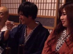 Hot Japanese babe gets a rough handjob on a hot spring vacation