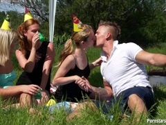 食べ物, グループ, 自家製, レズビアン, オージー, アウトドア, パーティ, スインガー