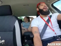 Uber Driver Fucks Busty Passenger in Car - Blowjob & Creampie in Public