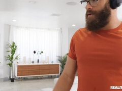 Brunette, Dick, Kitchen, Licking, Pussy, Seduced, Tits