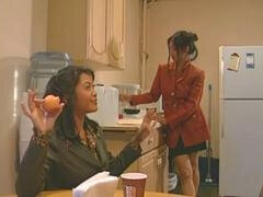 Asian girls have fun in the fridge together