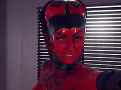 A star Wars Twilek jedi doll gets nailed with force