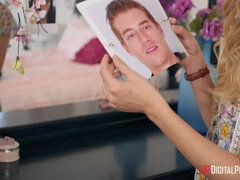 アメリカ人, ブロンド, フェラチオ, バック, 顔射, 開帳, なめる, 馬乗り