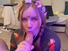 18, デカチン, フェラチオ, 口内発射, ピグテール, ロシア人, フェラする