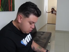 Latina Wife Gets Fucked By Plumber While Husband Watches Game