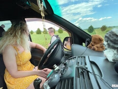 Grosser schwanz, Blondine, Britisch, Auto, Besamung, Hundestellung, Hardcore, Pornostars