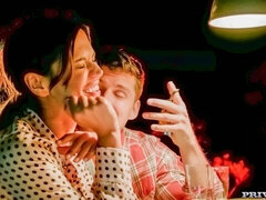 お尻, フェラチオ, 茶髪の, ラフ, ティーン