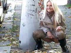 Blondine, Auto, Tschechisch, Selbstgemacht, Im freien, Pissen, Spanner