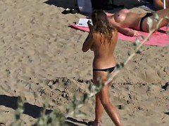 Lieveling, Strand, Badpak, Douche, Tieten likken, Bekijker
