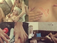 Intense orgasm, lesbian makeout, three way