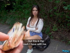 Tru Kait gets paid for some street fun with public agent in POV