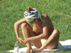 Plage, Bikini, De plein air, Réalité, Adolescente, String, Nénés, Voyeur
