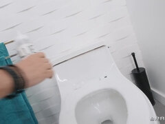 Slutty ebony with perfect tits gets fucked in the toilet