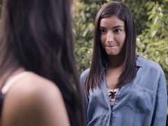 Young Latina Emily Willis and Gianna Dior have outdoor lesbian sex