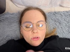 18 ans, Amateur, Sucer une bite, Collège université, Éjaculation interne, Lunettes, Russe, Professeur