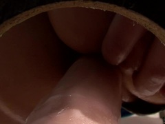 Tir de sperme, Gode, Léchez, Seins naturels, Sperme, Suçant, Nénés, Mouillée