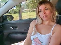 Grosser arsch, Blondine, Auto, Selbstgemacht, Orgasmus, Rau, Spanisch, Ehefrau