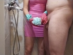 Amateur, Cuarto de baño, Cfnm, Dominacion femenina, Pajear, Látex, Masaje, Amante