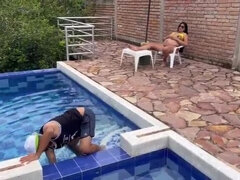 Latina Housewife Cheats with Pool Boy When Hubby's Away