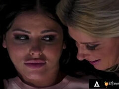 Christie Stevens, Endowed, Catches Adriana Chechik and India Summer Lesbian Threesome in Her Bed