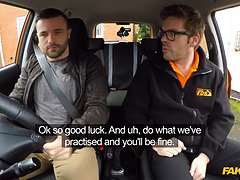 Jasmine Jae goes wild in fake driving school with two British babes & a creampie