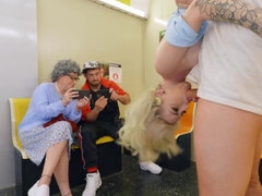 Américain, Blonde, Dingue, Gode, Bâillonner, Jupe, Fessée, Jouets