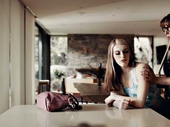 Busty big tits tranny barebacks her tranny babe after rimming