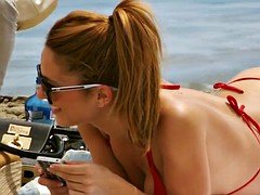 Chica, Playa, Bikini, Hilo dental, Voyeur