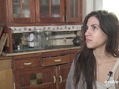 Ersties: Adorable Magena plays with her hairy pussy in a daring elevator masturbation