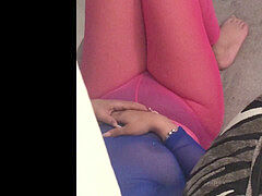 Couple, Feet, Pantyhose, Spandex, Voyeur, Wife