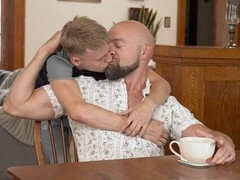 Smooth blond Noah White gets rimmed, drilled, and bred by stepdad Adam Snow