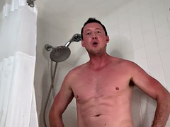 Amateur, Big cock, Gay, Hairy, Masturbation, Shower, Solo