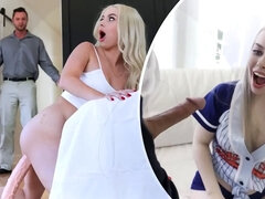 Crazy small housekeeper climbs on top for hasty fuck & orgasm!