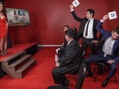 アナル, デカ尻, フェラチオ, ドレス, 手コキする, ハードコア, 淫乱熟女, 三人