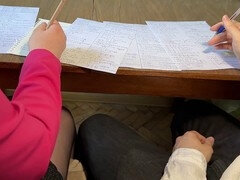 Last day of school handjob under the table from my classmate Marshmallowsweet