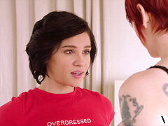 Минет, Парочка, Сперма на лице, Две девушки, Белье, Рыжие, Порка, Втроем