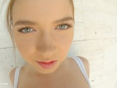 Blonde teen with big naturals has rough anal sex in POV