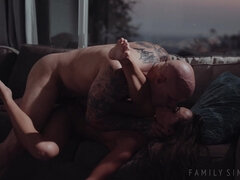 Skinny big-eyed cougar Alia Donovan gets laid with baldhead sexmate